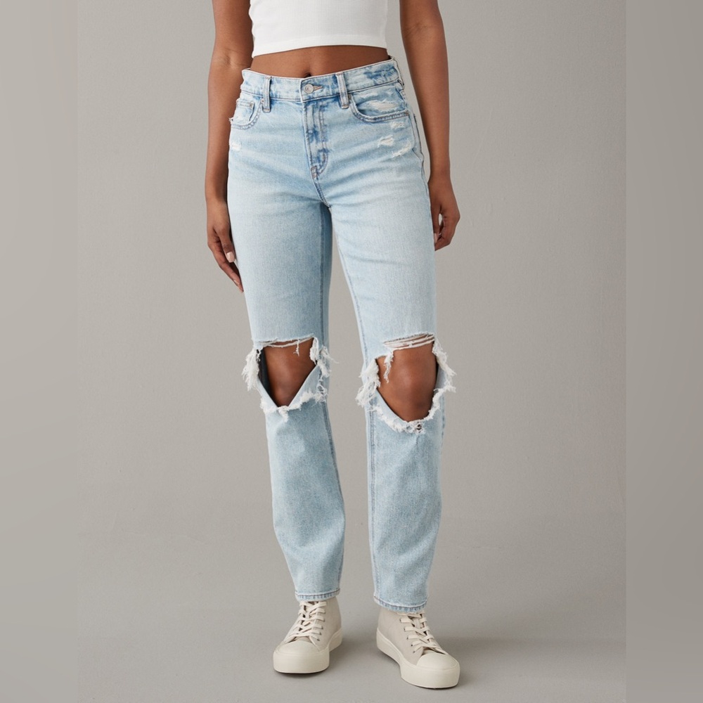 American Eagle Outfitters Super High Rise Ankle Straight Jean, Size 00 Regular
